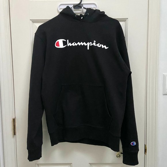 NEW Champion Black Powerblend Hoodie Script Logo Size S - Picture 1 of 3